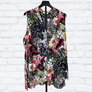 Spense Woman 2X Floral Sleeveless Tunic Tank High Low Hem